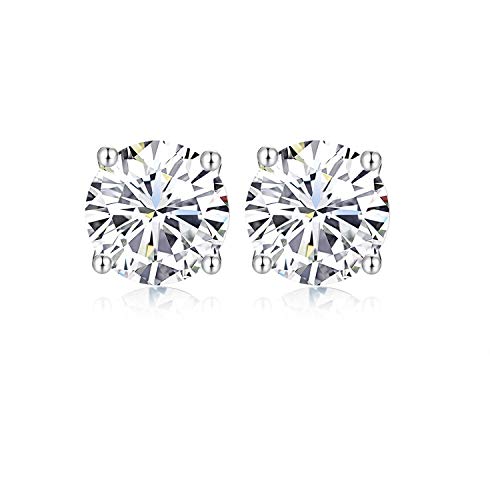 1 Carat Total Weight Diamond Stud Earrings in 14K White Gold - GEMNOMADS