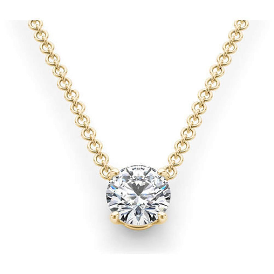 1 Carat Solitaire Floating Lab Created Diamond Necklace in 14K Yellow Gold