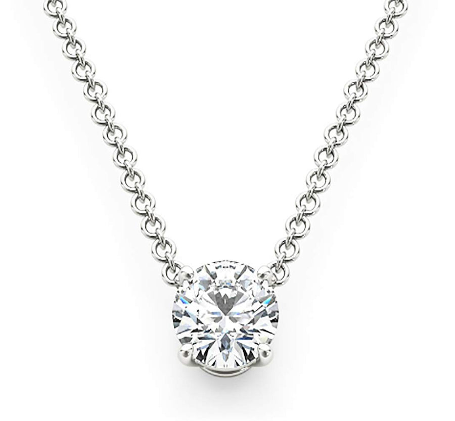 1 Carat Solitaire Floating Lab Created Diamond Necklace in 14K Gold