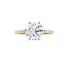 Six prong solitaire diamond engagement ring with hidden halo