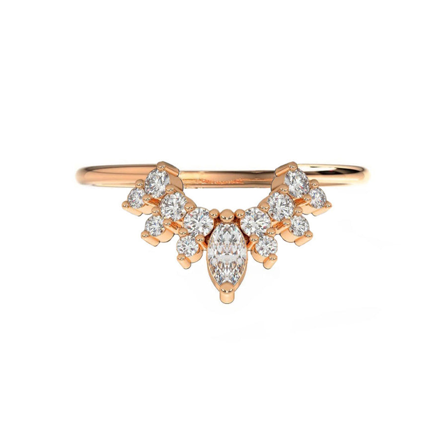 Alice Curved Diamond Wedding Ring in 14K Gold