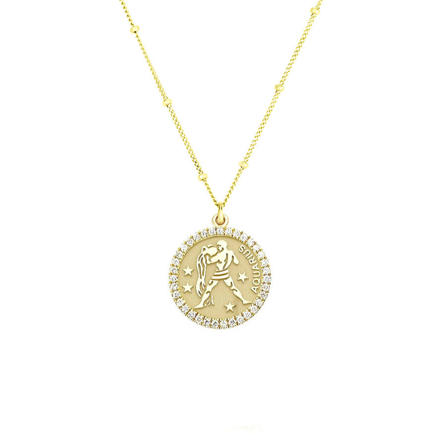 Aquarius diamond zodiac necklace