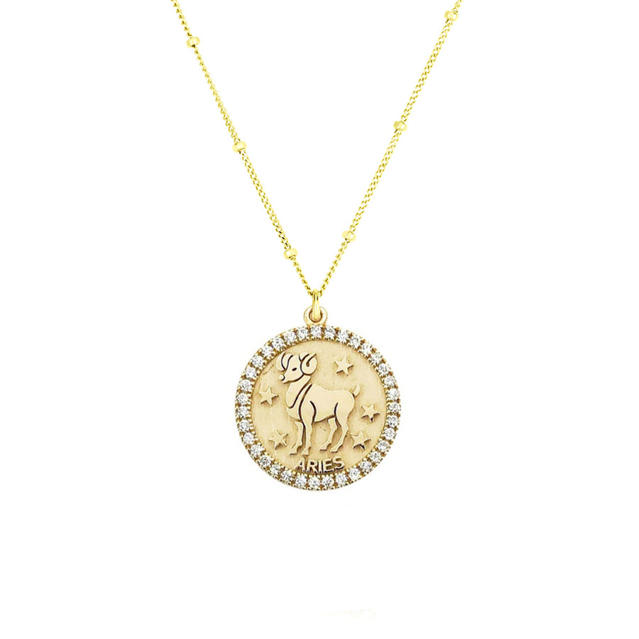 Aries diamond zodiac necklace