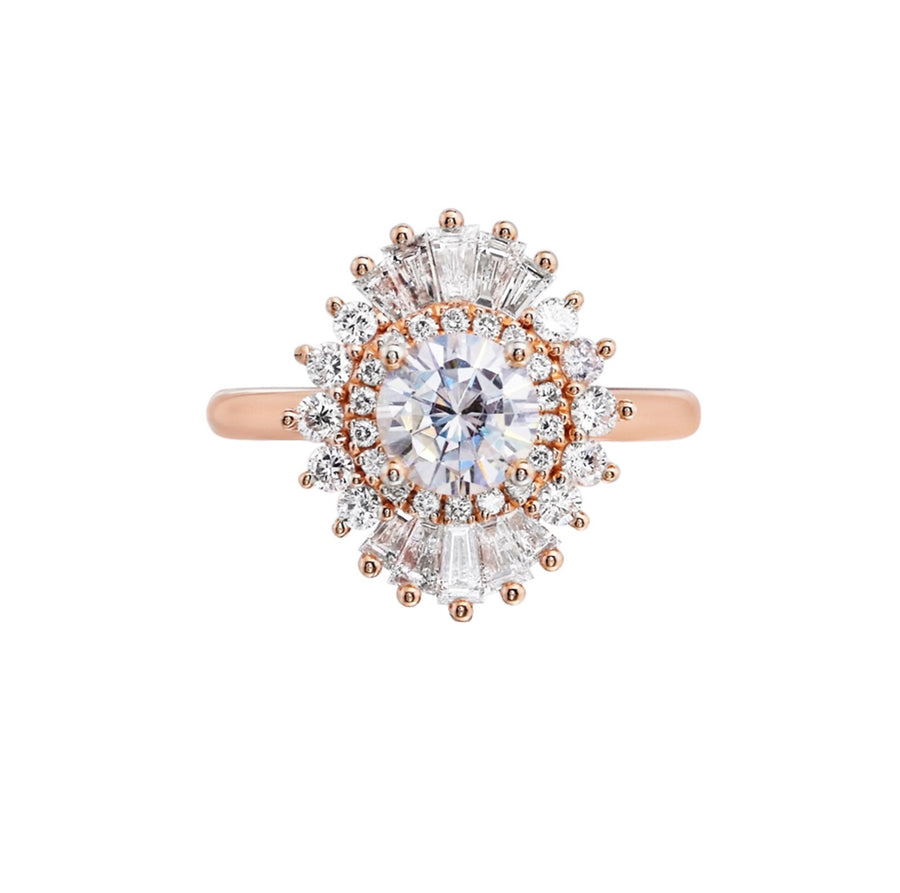 Art Deco Diamond Engagement Ring in 14K Gold