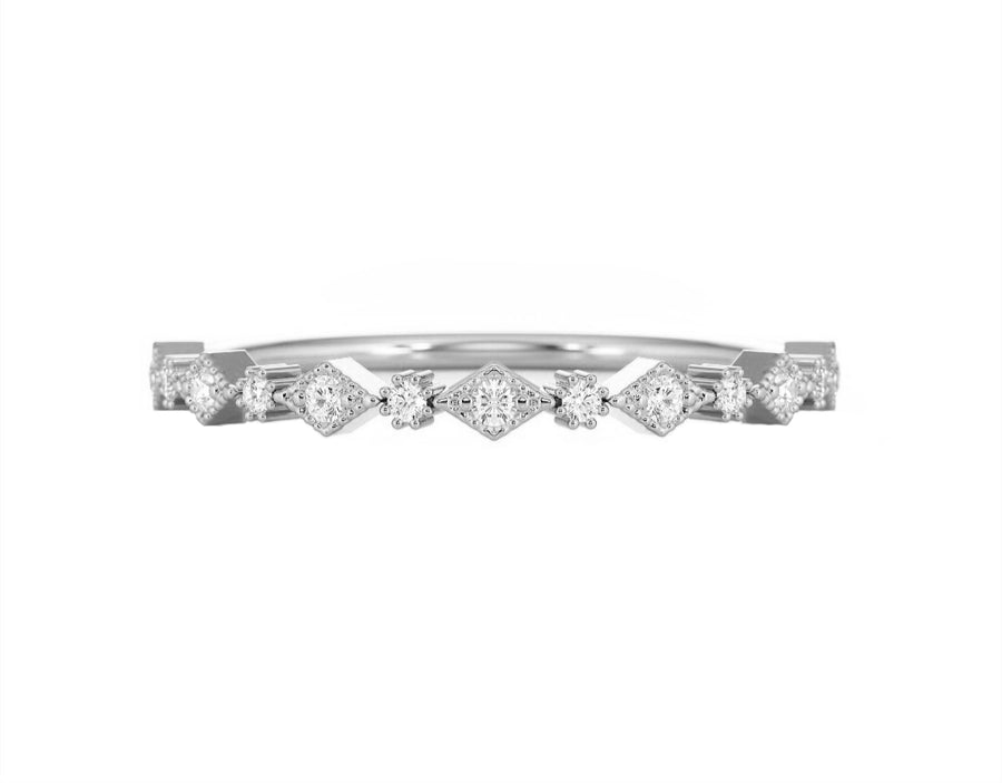 Art Deco Diamond Wedding Ring in 14K Gold