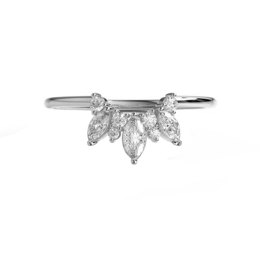 Ava Curved Diamond Wedding Ring in 14K Gold