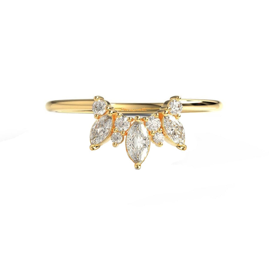 Ava Curved Diamond Wedding Ring in 14K Gold