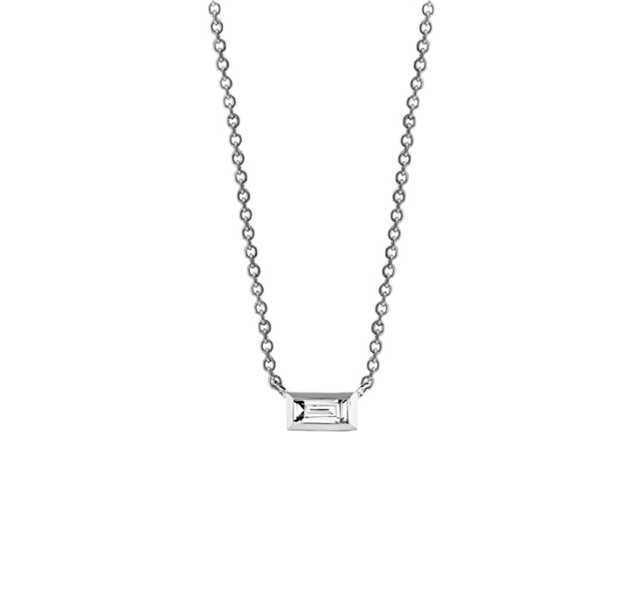 Baguette Diamond Bezel Necklace in 14K Gold