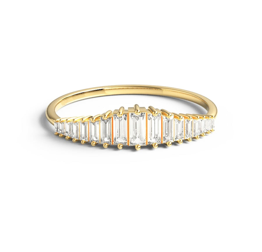 Baguette Diamond Wedding Ring in 14K Gold - GEMNOMADS