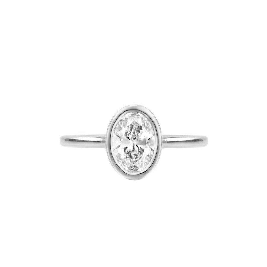 Oval Diamond Bezel Engagement Ring in 14K Gold