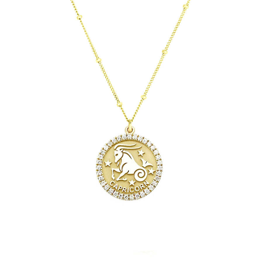 Capricorn diamond zodiac necklace