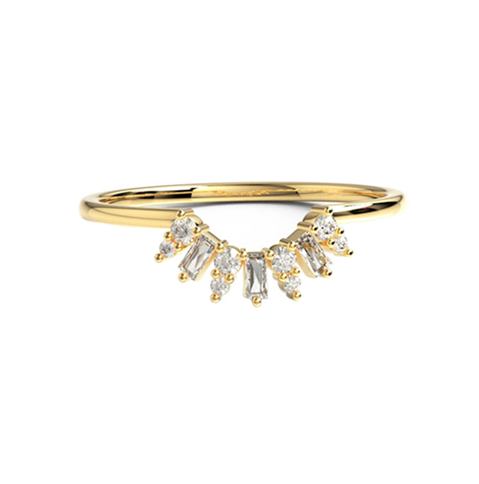 Curved Diamond Wedding Ring in 14K Gold