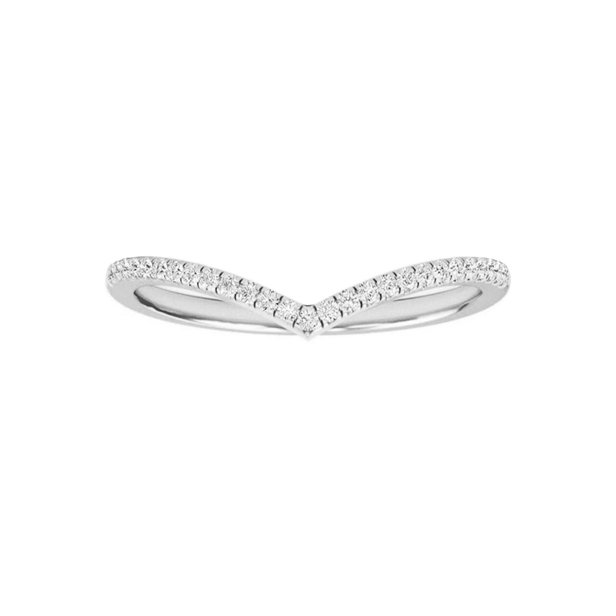 White gold diamond curved wedding ring
