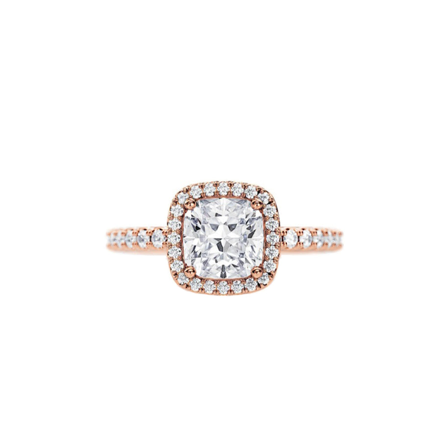 Cushion Diamond Halo Engagement Ring in 18K Gold - GEMNOMADS