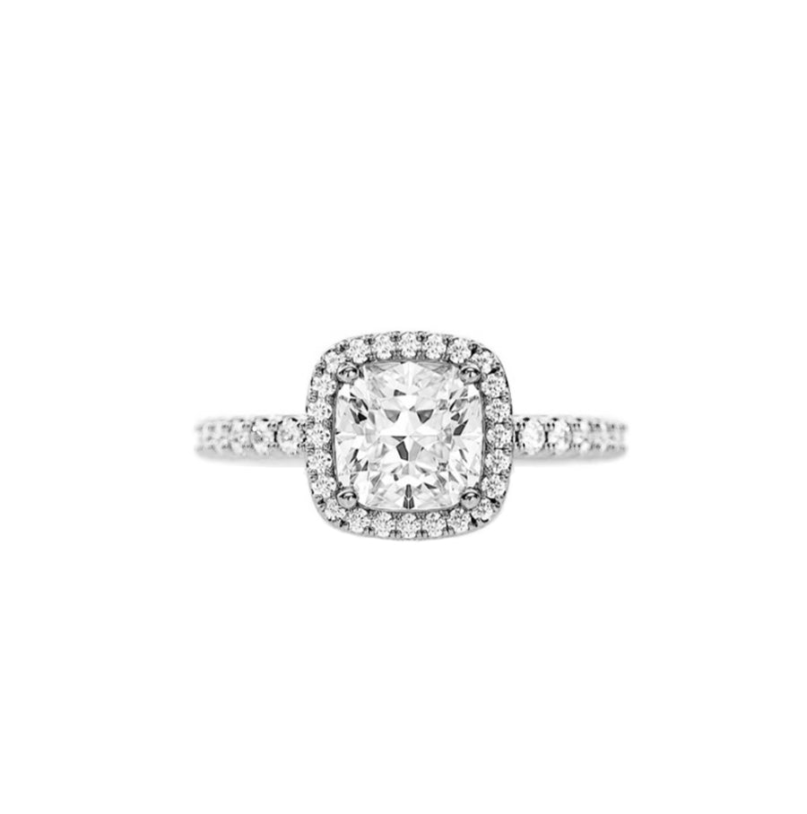 Cushion Diamond Halo Engagement Ring in 18K Gold - GEMNOMADS