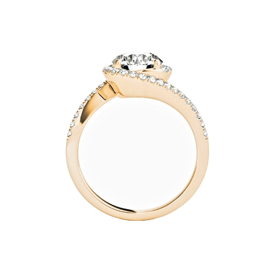Swirl Natural Diamond Halo Engagement Ring in 14K Gold
