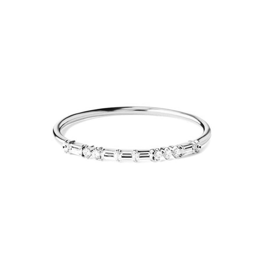 Dainty Baguette Diamond Wedding Ring in 14K Gold