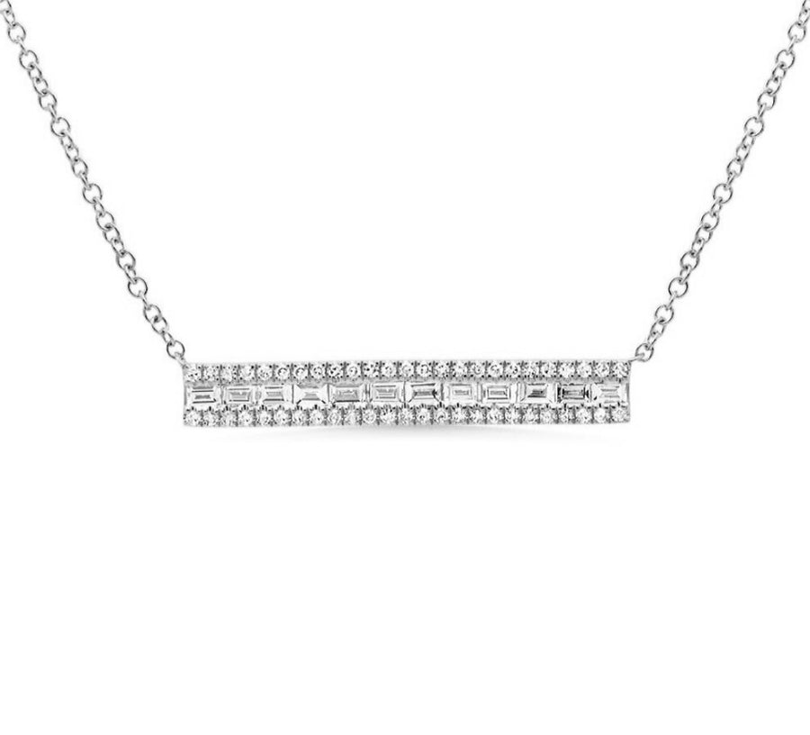 Diamond Bar Necklace in 14K Gold