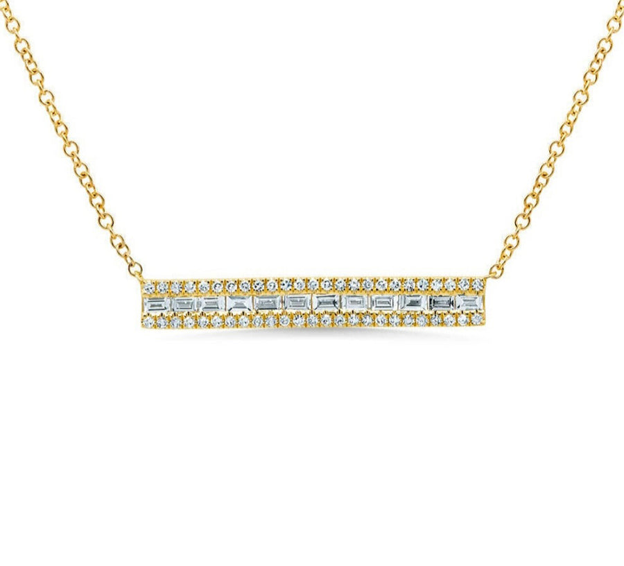 Diamond Bar Necklace in 14K Gold
