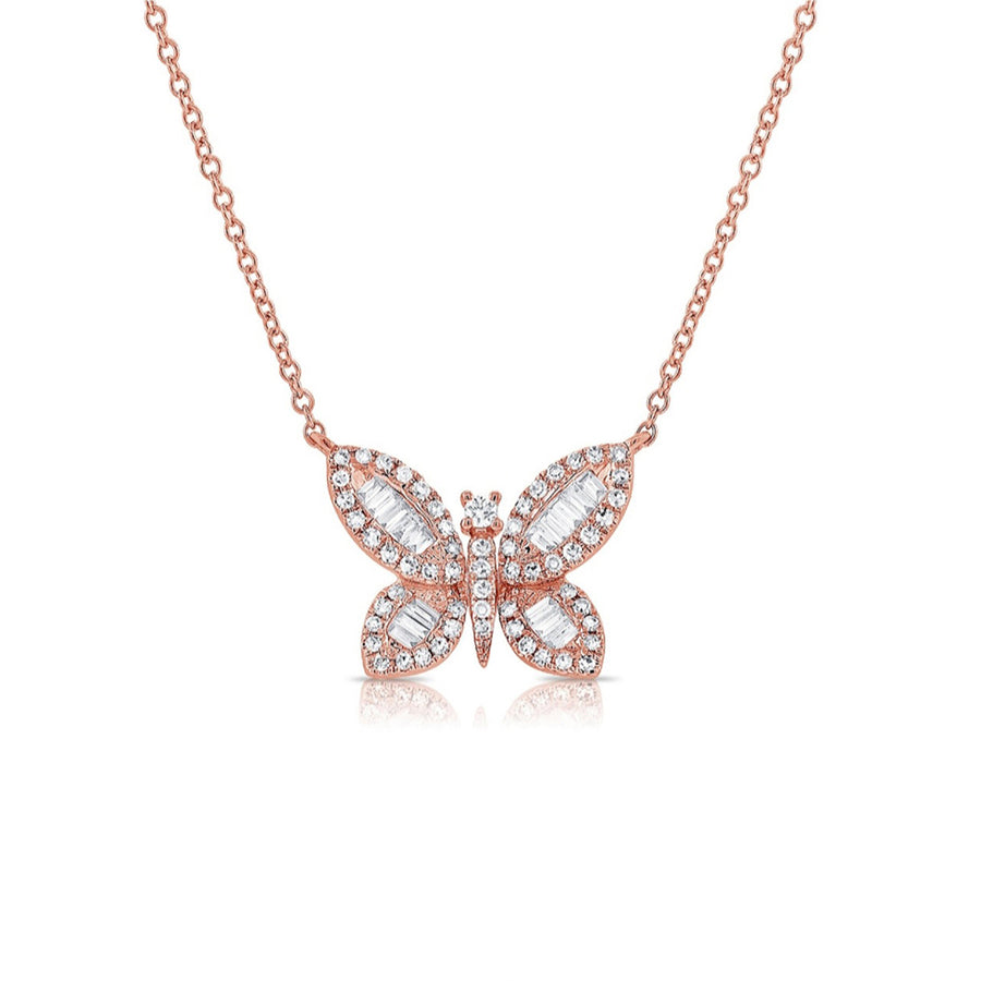 Butterfly Diamond Necklace in 14K Gold - GEMNOMADS