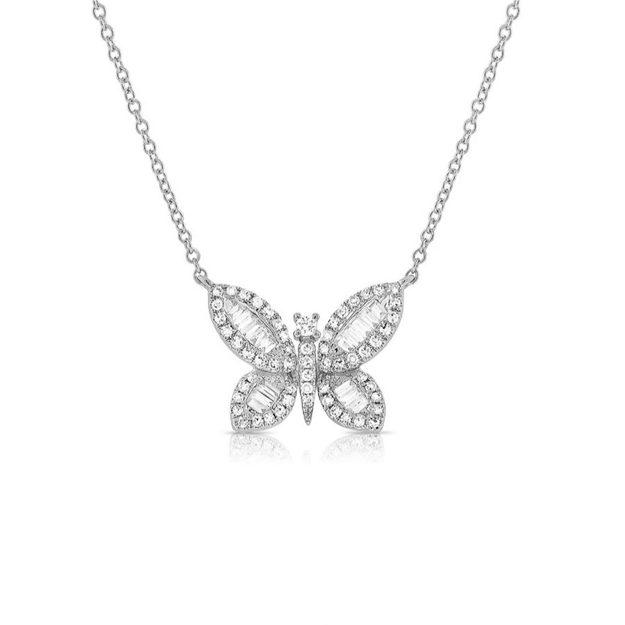 Butterfly Diamond Necklace in 14K Gold