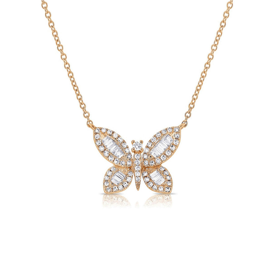 Butterfly Diamond Necklace in 14K Gold - GEMNOMADS