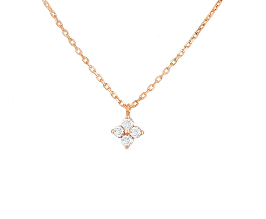 Rose gold diamond clover leaf necklace