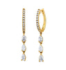 Yellow gold pear diamond hoop earrings