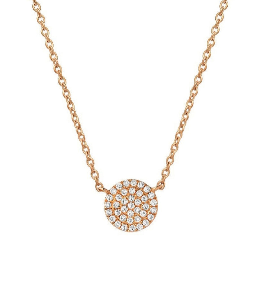 Rose gold diamond disc necklace