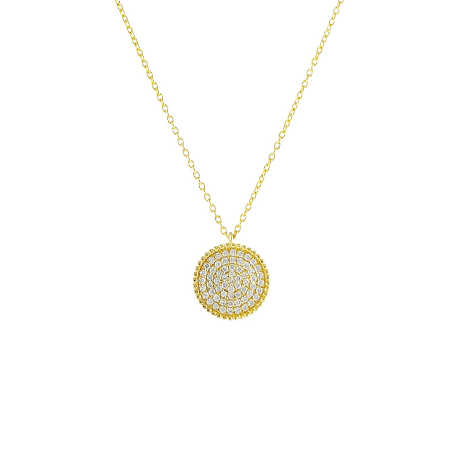 Yellow gold diamond disc necklace