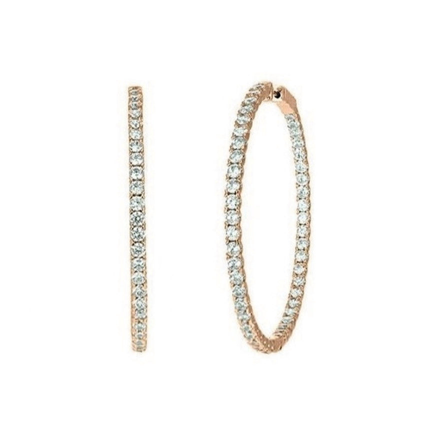 1 Carat In and Out Diamond Hoop Earrings in 14K Rose Gold - GEMNOMADS