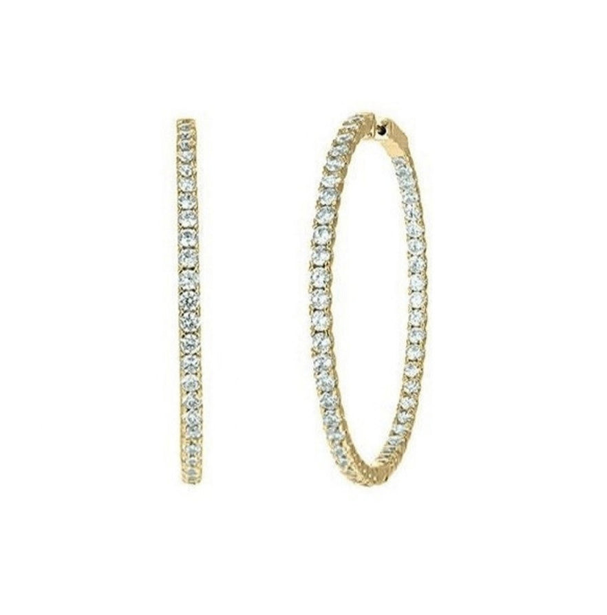 0.8 Carat In and Out Diamond Hoop Earrings in 14K Yellow Gold - GEMNOMADS