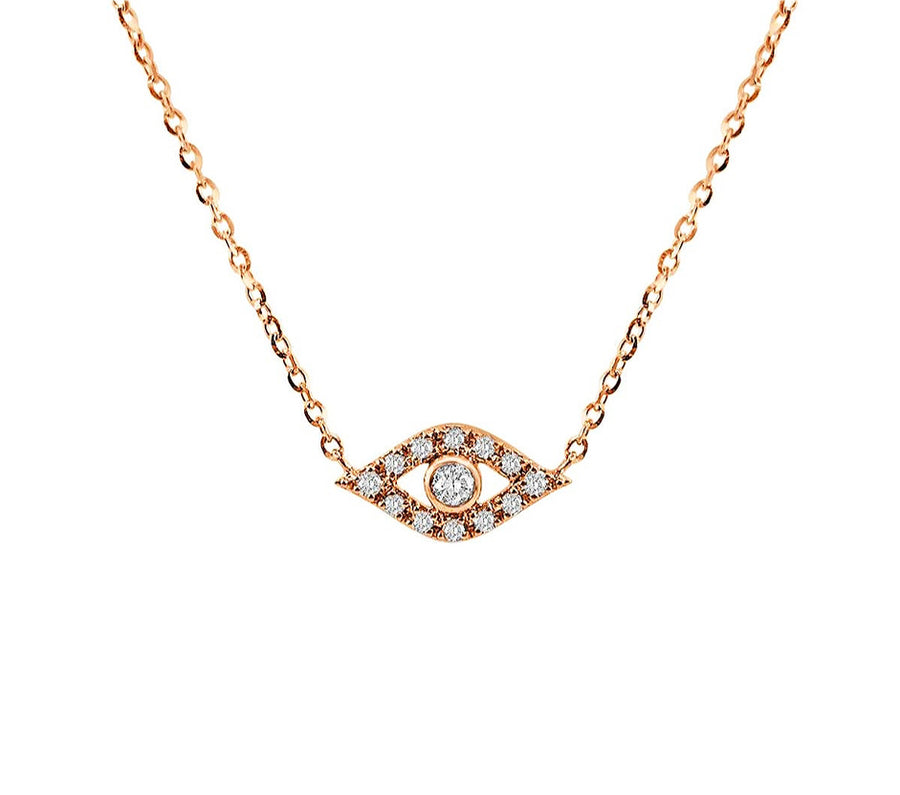 14K Gold Diamond Evil Eye Necklace - GEMNOMADS