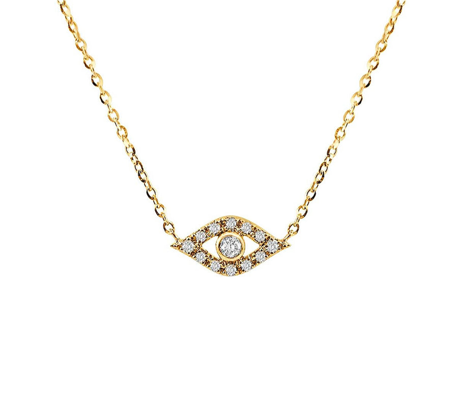 14K Gold Diamond Evil Eye Necklace - GEMNOMADS