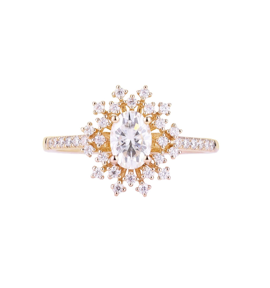 Fireworks Oval Diamond Engagement Ring in 18K Gold