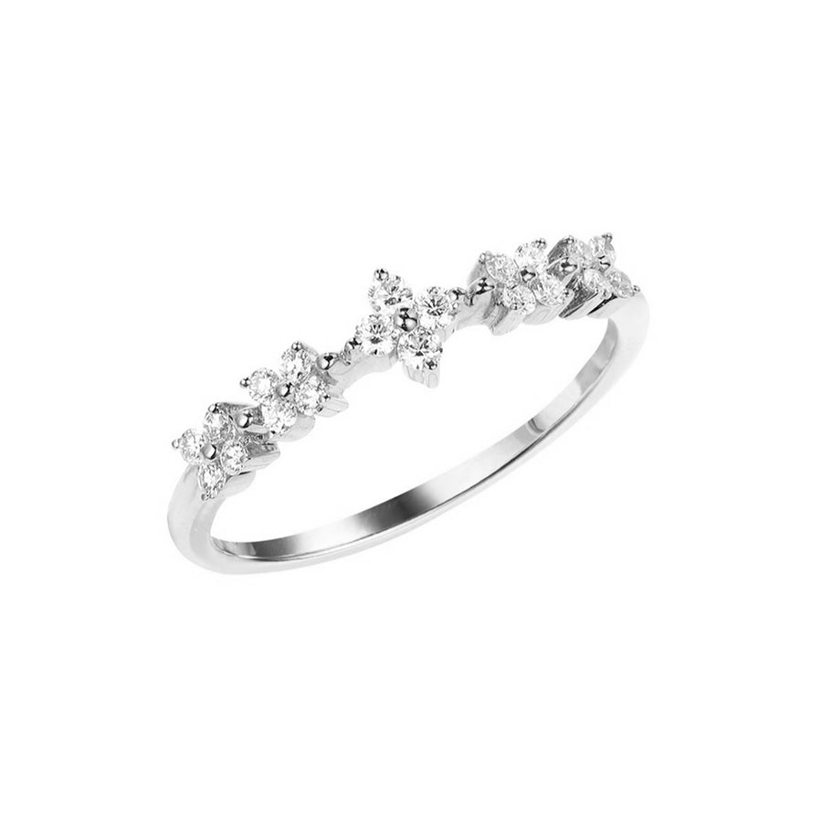 Diamond Floral Stacking Wedding Ring in 14K Gold