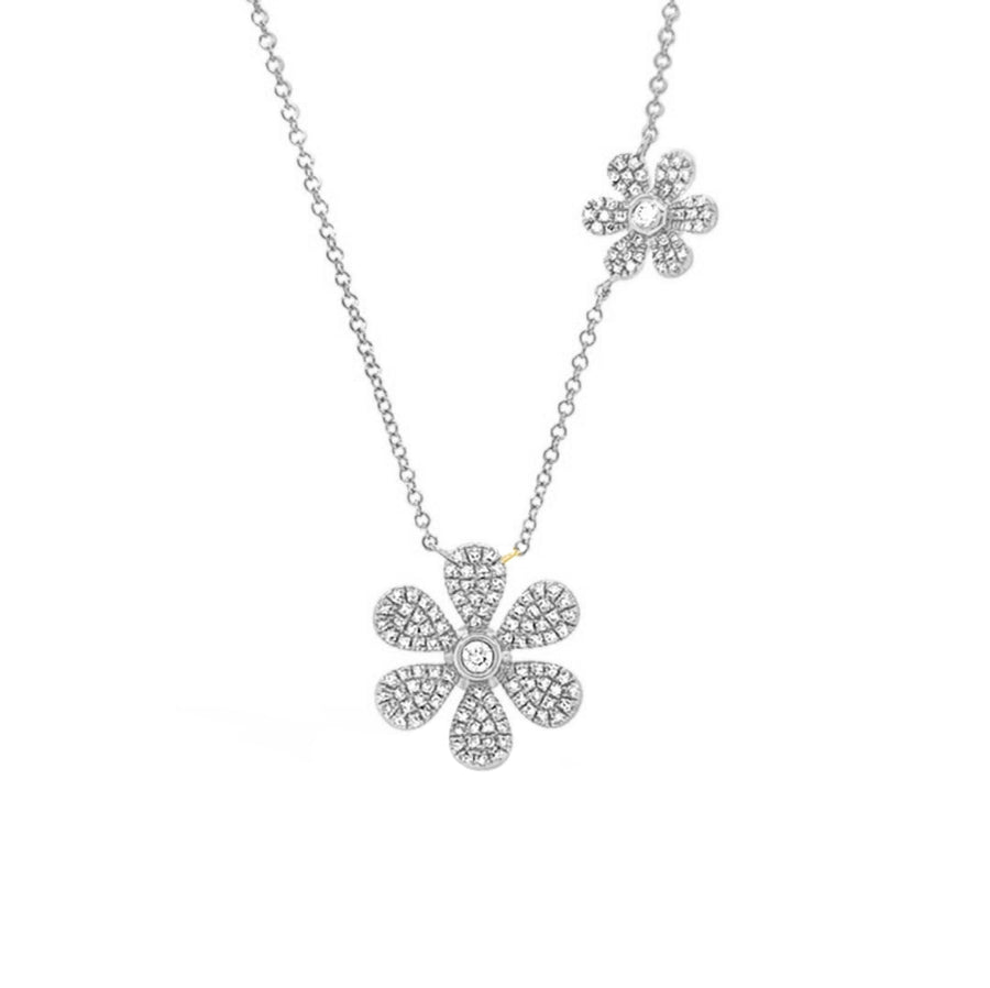 Diamond Flower Necklace in 14K Gold