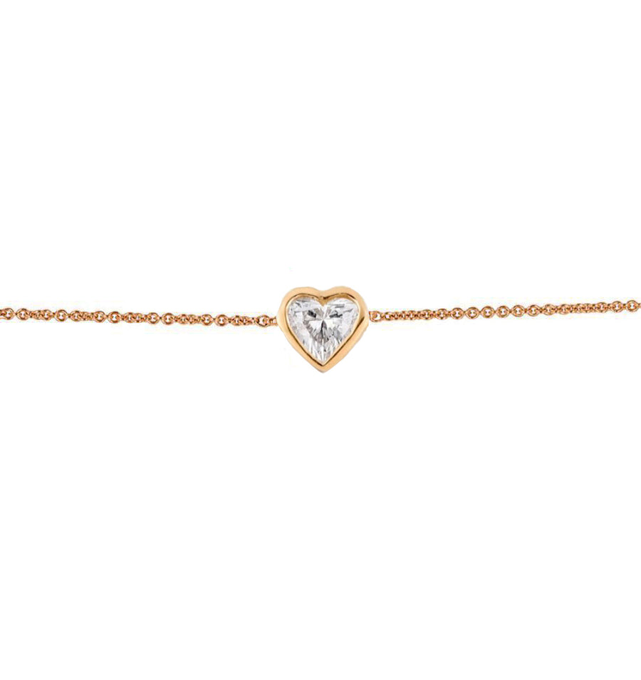 Diamond Bezel Heart Bracelet in 14K Gold - GEMNOMADS