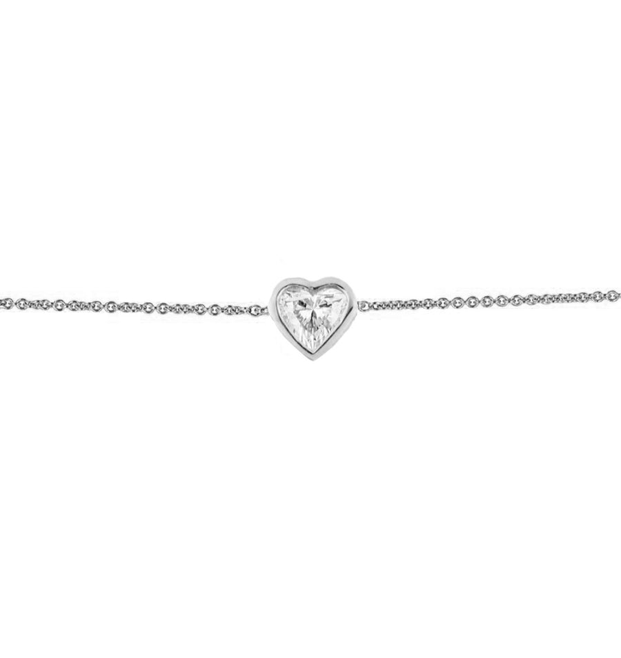 Diamond Bezel Heart Bracelet in 14K Gold