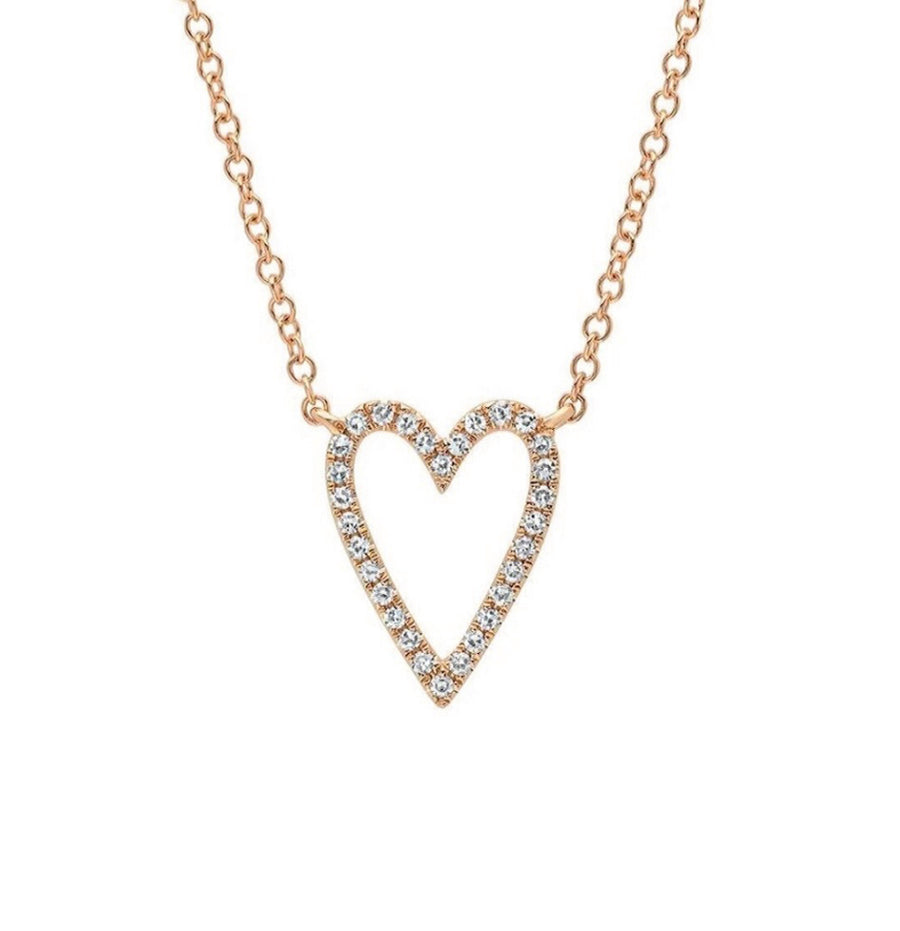 Rose gold diamond heart necklace