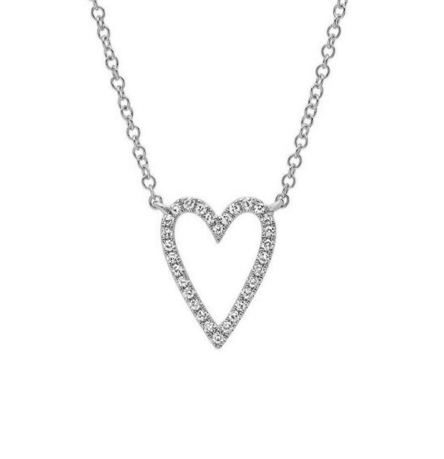 White gold diamond heart necklace