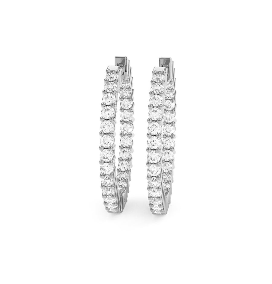 White gold diamond in and out hoops