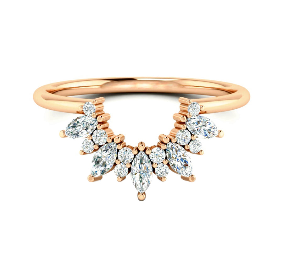 Tiara Curved Diamond Wedding Ring in 14K Gold