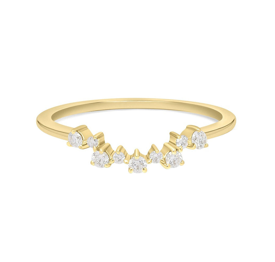 Curved Diamond Nesting Ring in 14K Gold - GEMNOMADS