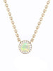 Opal Diamond Halo Necklace in 14K Gold - GEMNOMADS