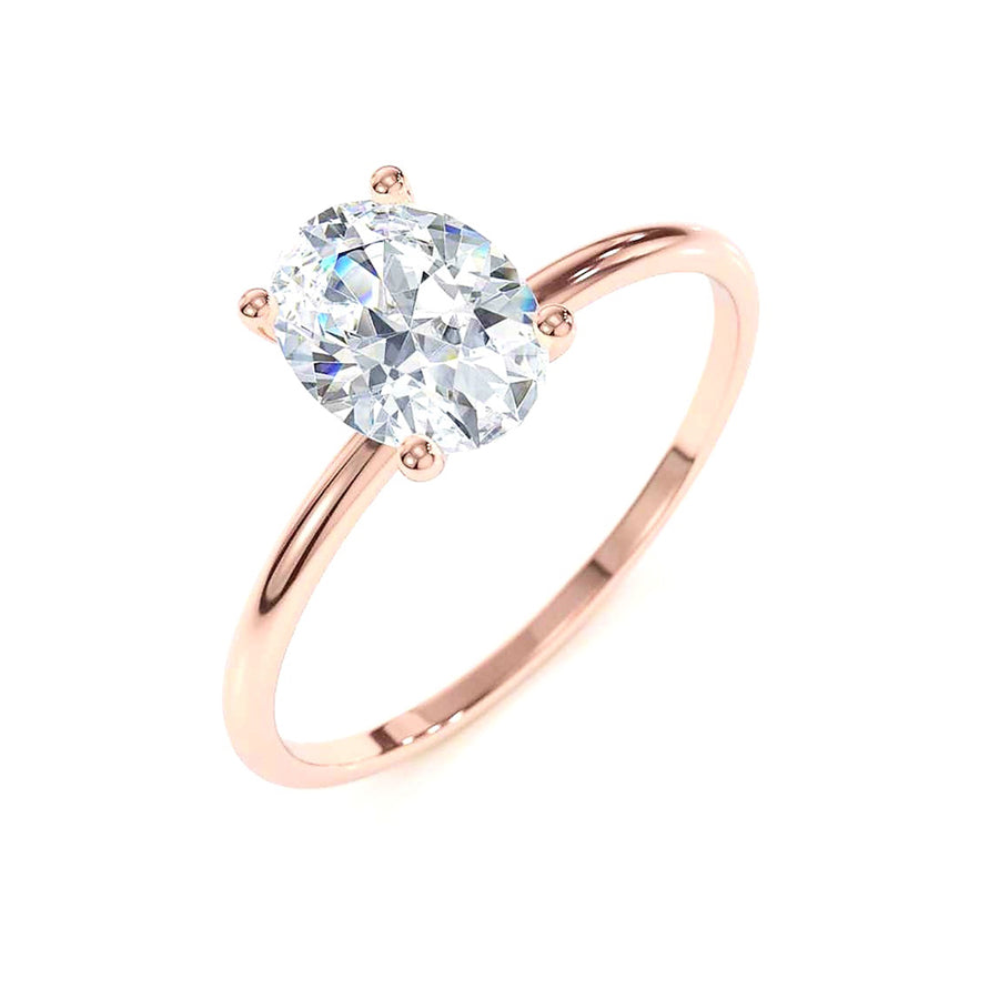 Solitaire Oval Diamond Engagement Ring in 14K Gold