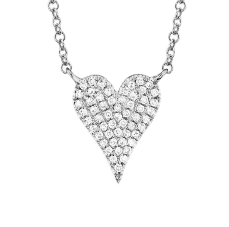White gold diamond pave heart necklace