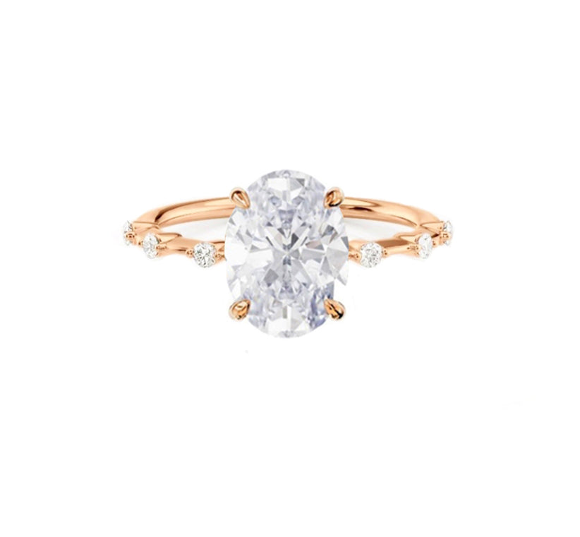 Lena Oval Lab Grown Dainty Diamond Engagement Ring in 14K Gold