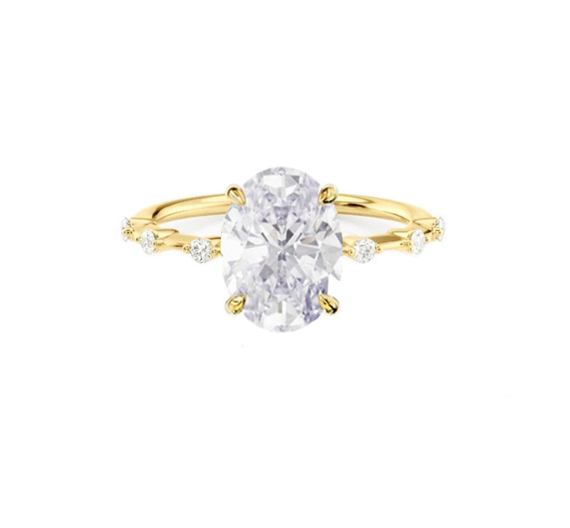 Lena Oval Lab Grown Dainty Diamond Engagement Ring in 14K Gold