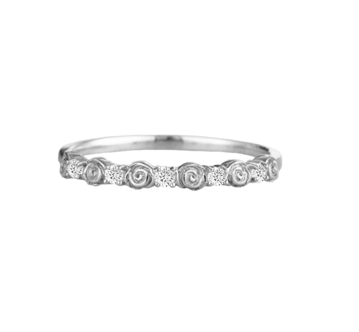 Rosa Dainty Diamond Wedding Ring in 14K Gold